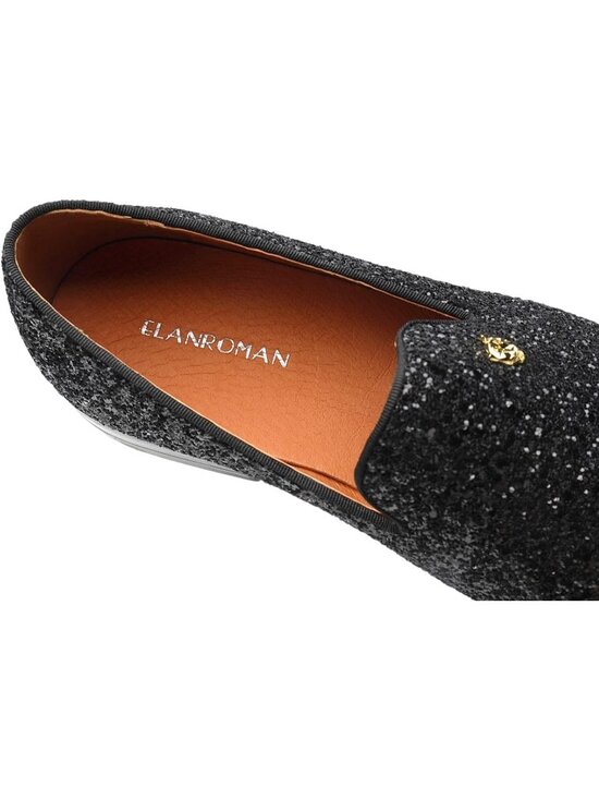 ELANROMAN Men\'s Black Faux Leather Penny Loafers Tuxedo Wedding Prom Shoes main image 4